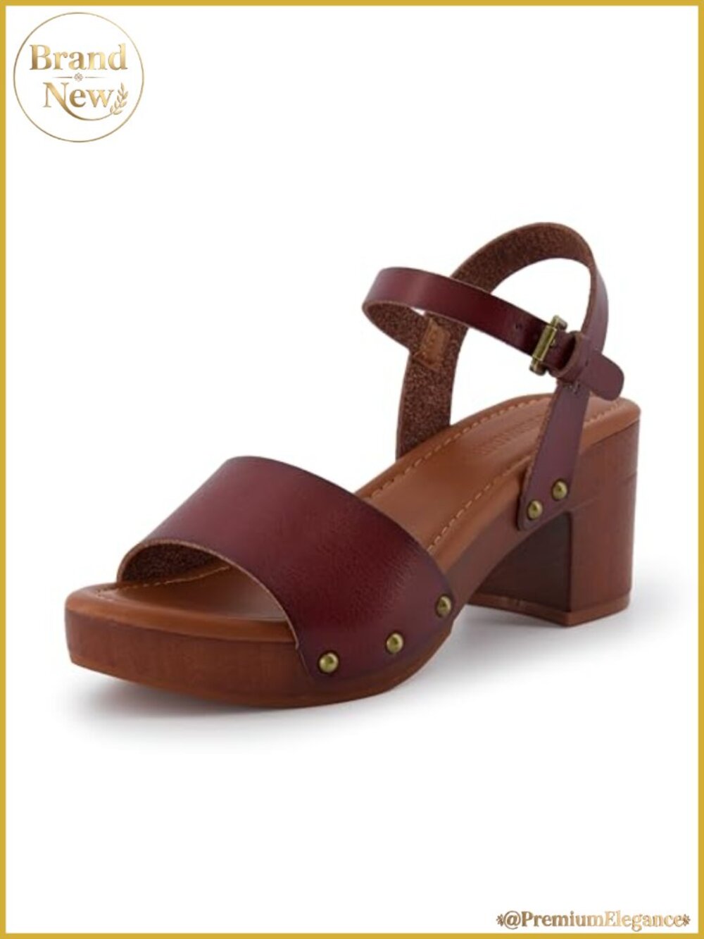 Women's Faux Leather Wedge Sandal Memory Foam Ankle Strap Slide